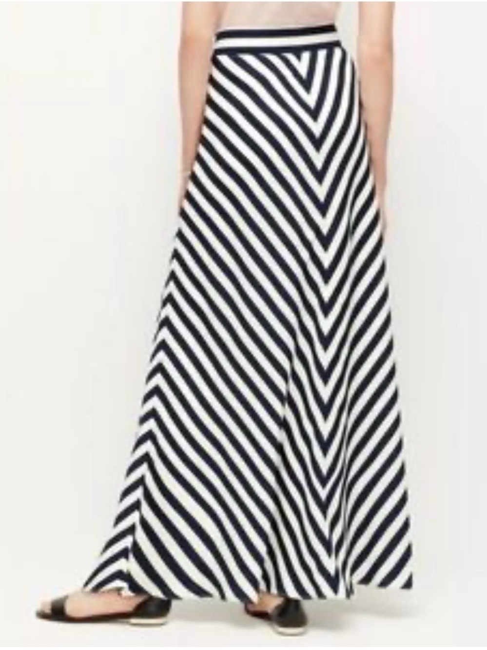 Ann Taylor Deep Navy & White Chevron Maxi Skirt Size 10